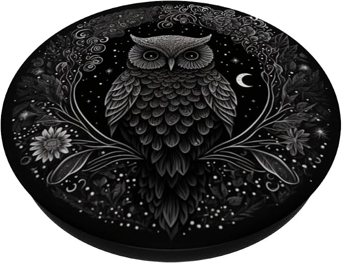 Cool Mandala Owl Illustration Unique Big Eyes Women Men Kids PopSockets Adhesive PopGrip
