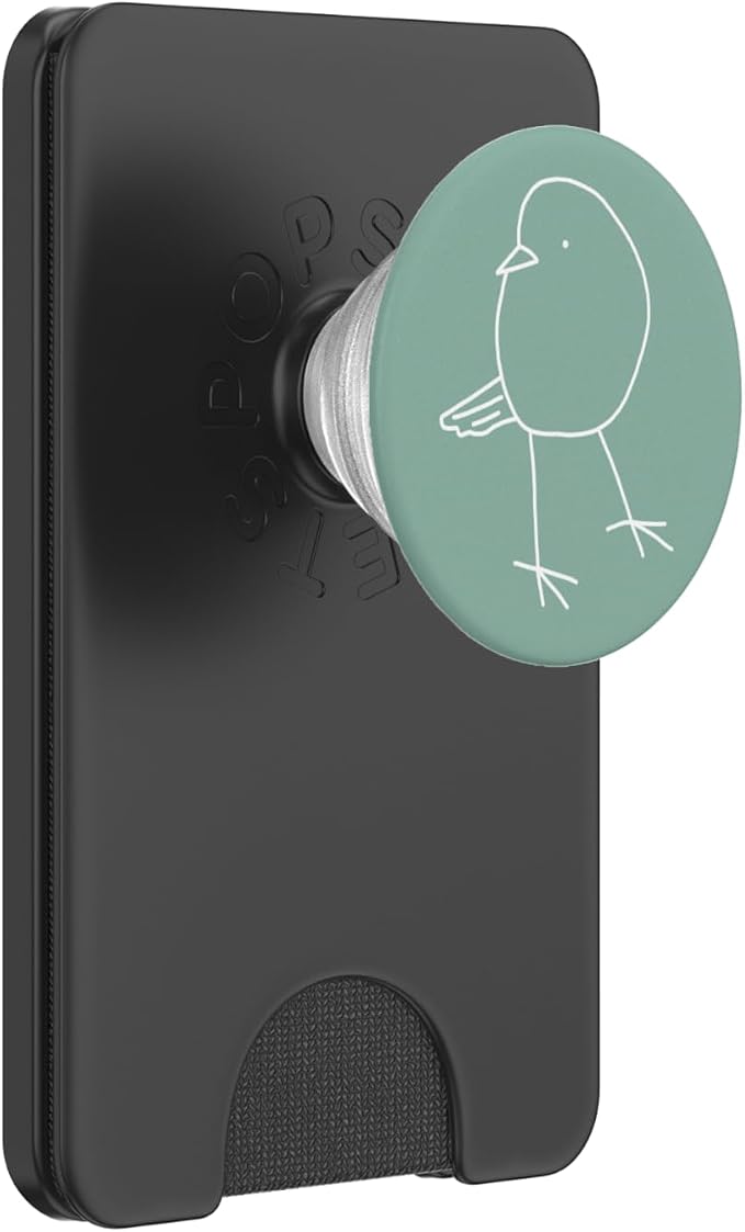 Cute Bird Line Art Nature Minimalist Modern Mint Sage Green PopSockets Adhesive PopGrip