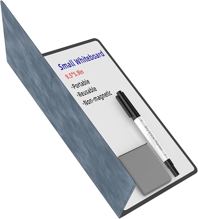 Portable Small White Board Dry Erase Board, Reusable 9.5 * 6.6in Notebook Memo, Office Home Supplies Desk Accessories MH760 (Grey)