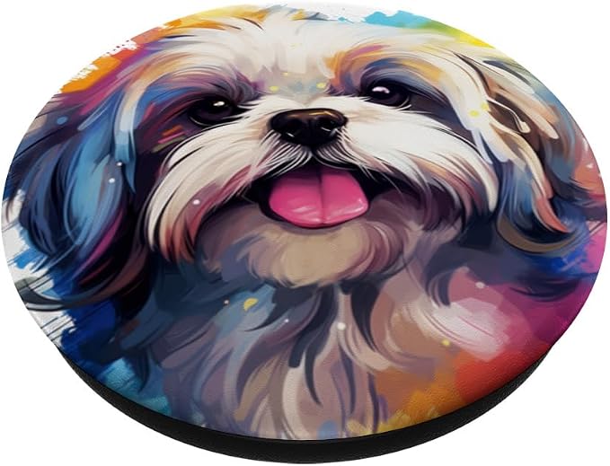 Shih-Tzu Portrait | Portrait Colour Artwork PopSockets Adhesive PopGrip