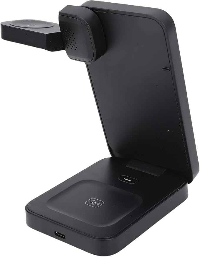 Wireless Charging Station 3 in 1 15W Fast Charging Station Foldable Magnetic Portable Charger Base for Phone Watch &amp Earbuds Ideal for Travel