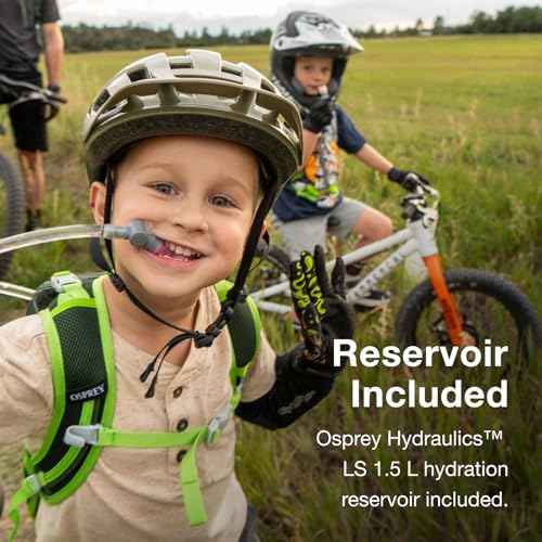 Osprey Moki 3L Kids' Biking Backpack with Hydraulics Reservoir, Green Canopy