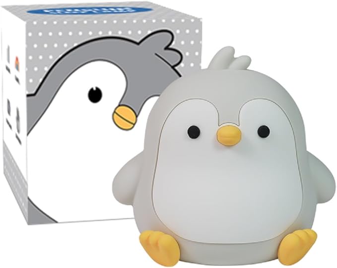 Penguin Night Light for Adults Kids,Dimmable Cute Silicone Animal Nightlight with 7 Colors and 30min Timer Penguin Lamp, Rechargeable Bedside Touch Lamp for Christmas Gifts Kawaii Room Decor
