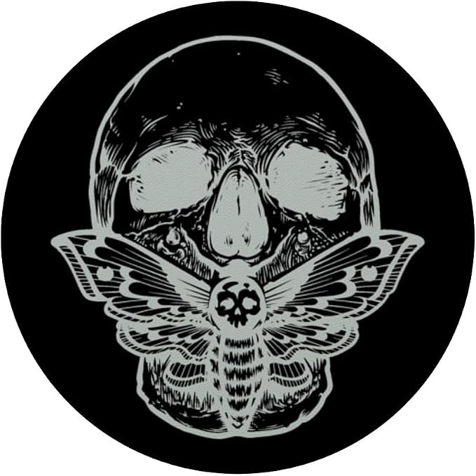Wicca Pagan Symbol White Skull Moth Occult Gift Black Base PopSockets Adhesive PopGrip