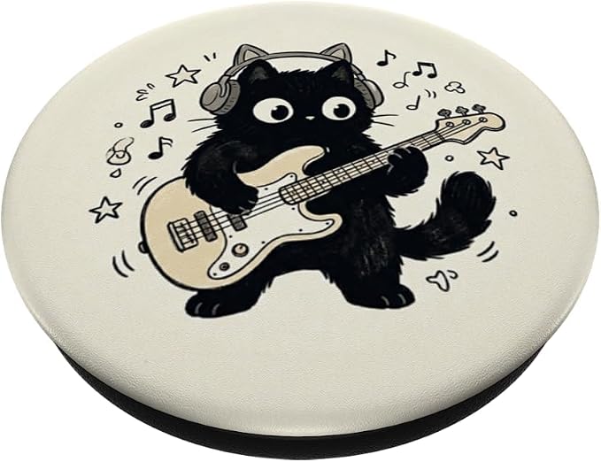 Black Cat Guitar Music Book Lover Bookish Librarian Reading PopSockets PopWallet for MagSafe