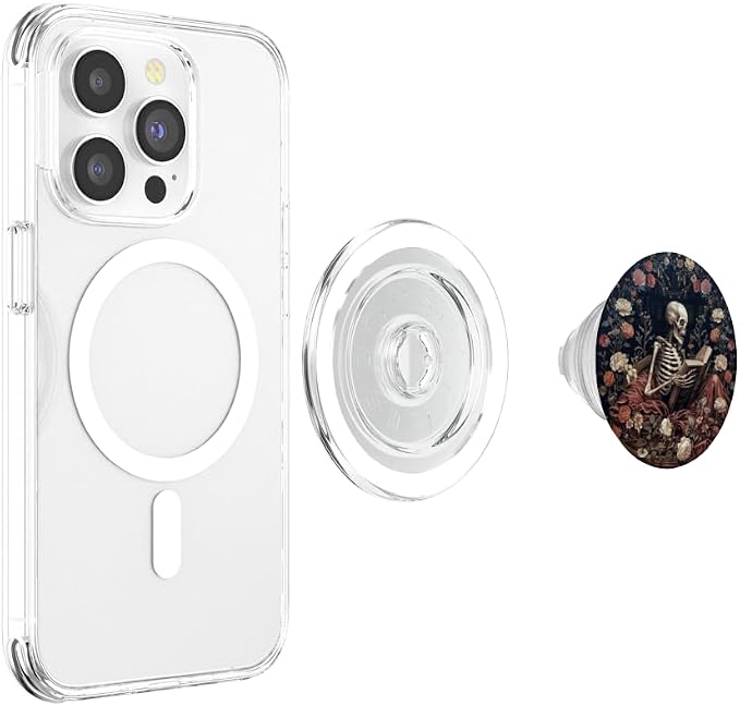 Book Lover Gothic Bookworm Reading Skull Bones Librarian PopSockets Adhesive PopGrip