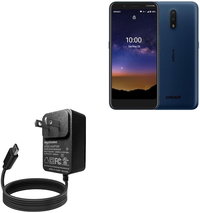 BoxWave Charger Compatible with Nokia C2 Tava - Wall Charger Direct (15W) Rapid Charge Your Device with Built-in 3ft Cable