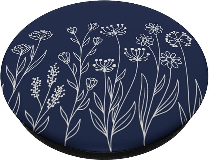 Navy Blue Aesthetic Cute Wildflowers Women Floral Daisy PopSockets Adhesive PopGrip
