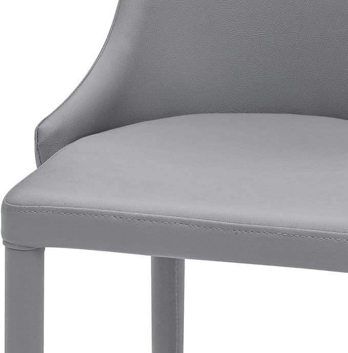 ZURI Jillian Gray Leatherette Bar Stool with Stainless Steel Base