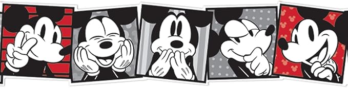 Eureka 846322 Disney Retro Mickey Mouse Selfies Extra Wide Decorative Classroom and Bulletin Board Trim for Teachers, 3.25" Wide, 12 Strips for 37 Total Feet