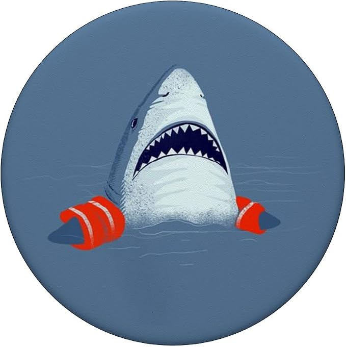 Funny-Shark-Baby-Swimming-Training-Teacher PopSockets Adhesive PopGrip
