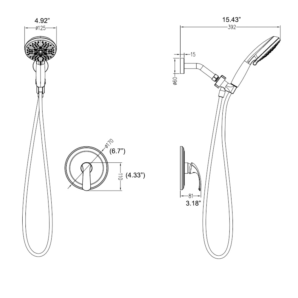 BRAVEBAR Single-Handle Gold Shower Faucet Set - Brushed Gold Shower Head and Handle Set, Shower Trim Kit with 7 Modes Handheld Shower Head System, Faucet Shower Fixtures with Valve Included