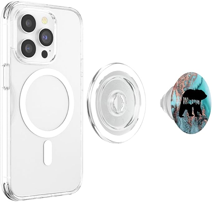 Teal Rose Mama Bear Watercolor PopSockets Adhesive PopGrip