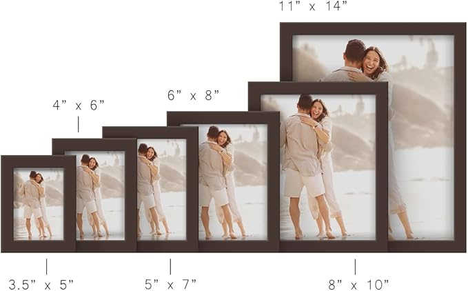 Renditions Gallery 4x6 inch Picture Frame High-end Modern Style, Made of Solid Wood and High Definition Glass Ready for Wall and Tabletop Photo Display, Brown Frame