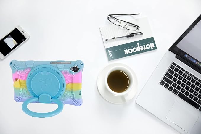 Tablet Case for Lenovo M8 TB300XU/TB-8505F/TB-8705F/TB-8506FSoft Anti-Stress Silicone Case with Rotate Stand/Pencil Holder/Shoulder Strap/Pen for Lenovo Tab M8 8 inch (Colorful Light Blue)