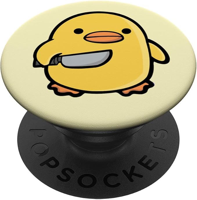 Evil Duck Knife Yellow Rubber Duck PopSockets Adhesive PopGrip