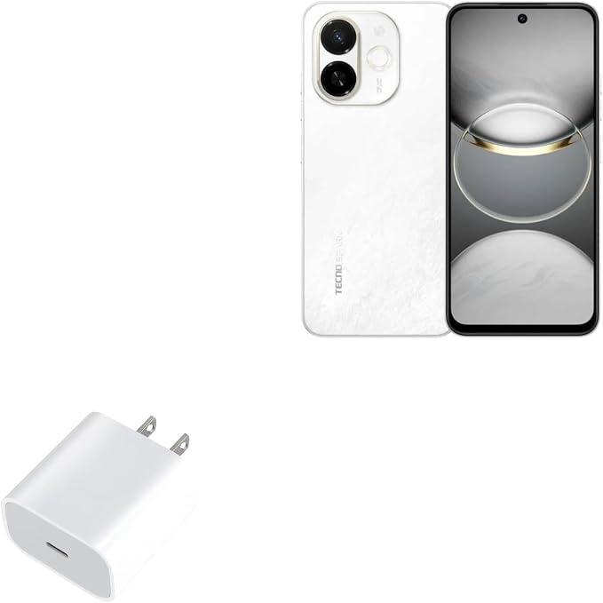 BoxWave Charger Compatible with Tecno Spark 30 5G - PD GAN miniCube (30W) 30W Tiny PD GAN Type-C Wall Charger - Winter White