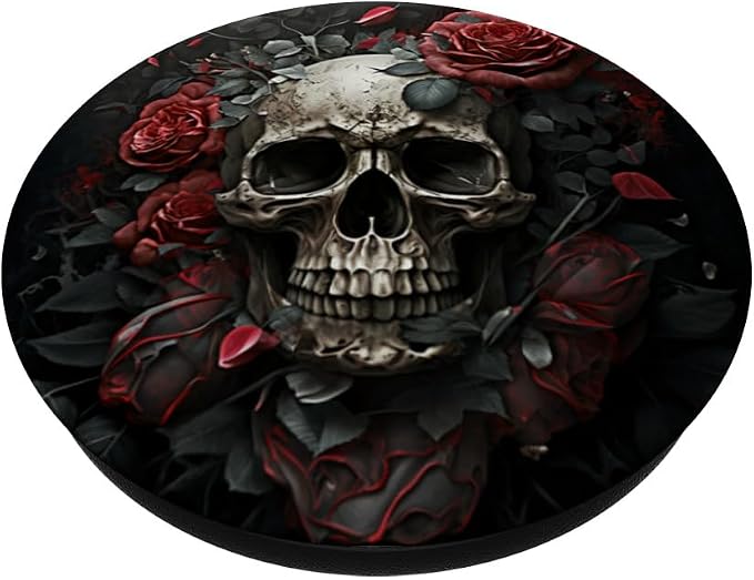 Skull Floral Wild Roses Pattern Flowers Skull PopSockets Adhesive PopGrip