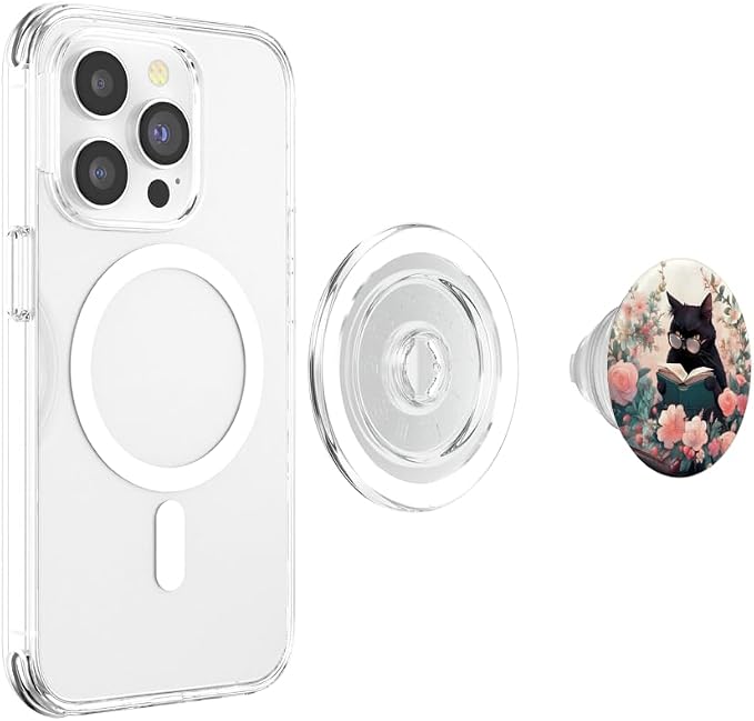 Book Lover Cat Owner Bookworm Reading Literature Librarian PopSockets Adhesive PopGrip