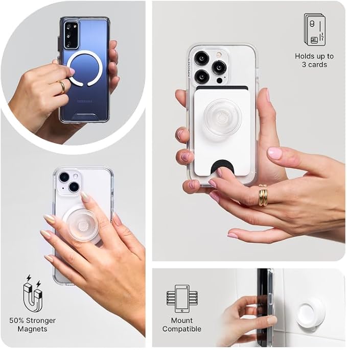 PopSockets Phone Grip for MagSafe with Kickstand, Magnetic Stand, Swappable Top, Secure Hold for iPhone MagSafe Cases, Phone & Tablet Grip - Chartreuly Translucent Glow in The Dark