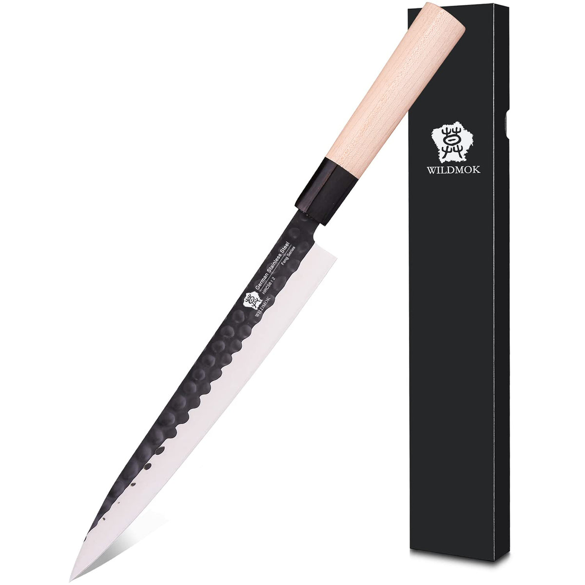 WILDMOK Left Handed 7 Inch Deba Knife German Stainless Steel Sashimi Knife Asian Usuba Salmon Knife for Left Handed