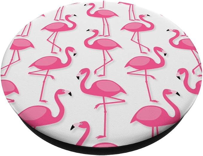 Pink Flamingo Flamenco Party White Background PopSockets Adhesive PopGrip