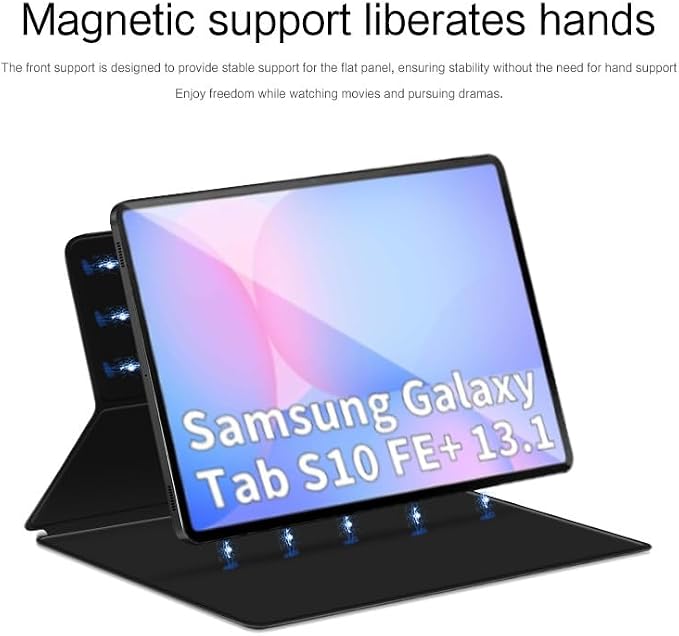 Magnetic Case for Galaxy Tab S10 FE+ 13.1 inch/Galaxy Tab S10 FE Plus with Pen Holder Lightweight and Slim Magnetic Stand Case with Auto Sleep/Wake for Tab S10 FE+ (SM-X620/X626B) Black
