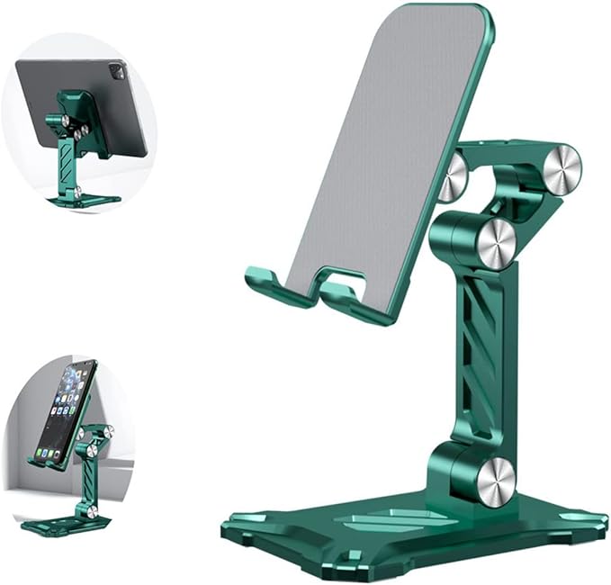 Phone Stand for Desk. Foldable Desktop Mobile Phone Stand with Angle Height Adjustable Portable Office Cell Phone Holder Cradle Dock. Fits All 4.7-13in iPhone/Smartphone/iPad/Tablet.