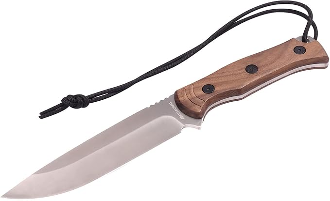 Fixed Blade Bushcraft Knife Full Tang Camping Knife with Sheath and hanging rope for Outdoor, Hiking, Gift