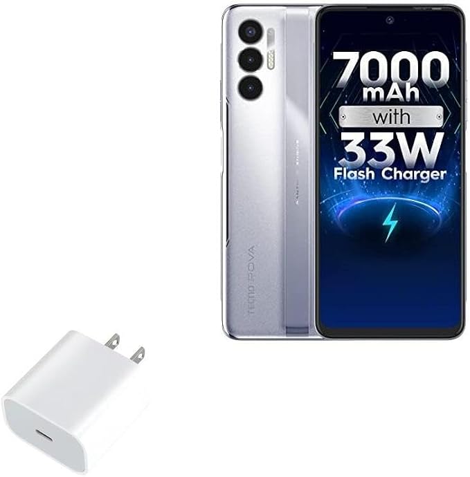 BoxWave Charger Compatible with Tecno Pova 3 - PD GAN miniCube (30W) 30W Tiny PD GAN Type-C Wall Charger - Winter White