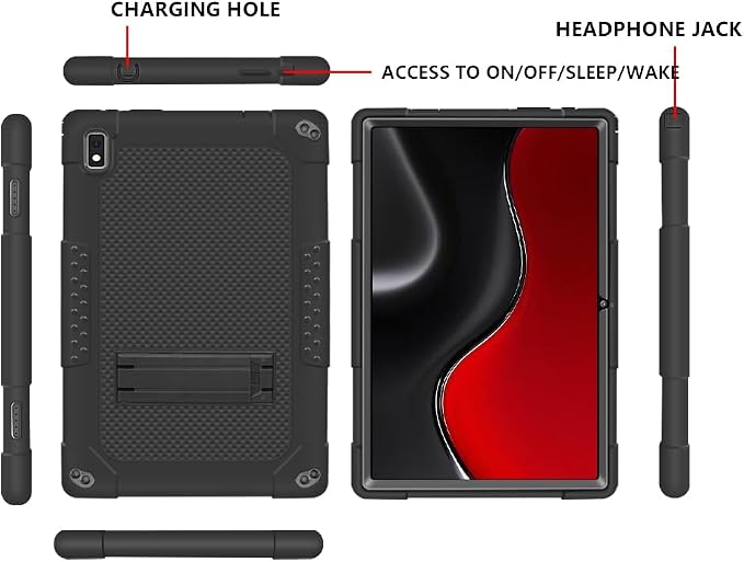 for Vastking KingPad K10 Pro CaseShockproof Full-Body with Kickstand for Vastking KingPad K10/K10 Pro/Z10/BYYBUO SmartPad A10/Oangcc 10.1 Android 10 Tablet (Black)