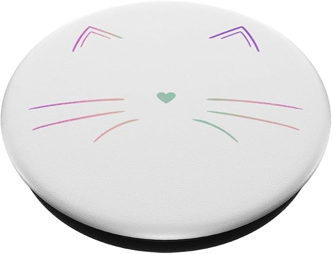 Rainbow Cat Face White PopSockets Adhesive PopGrip