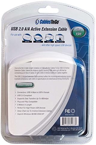 C2G 52107 USB A to A Long USB Extension Cable 6.56 Feet (2 Meters) Black (Pack of 2)