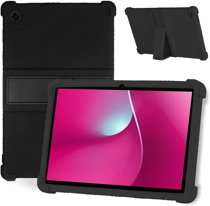 Case for T-Mobile REVVL Tab 2 10.1 Inch Android Tablet - Durable Grip Protection Silicone Case with Kickstand (Black)