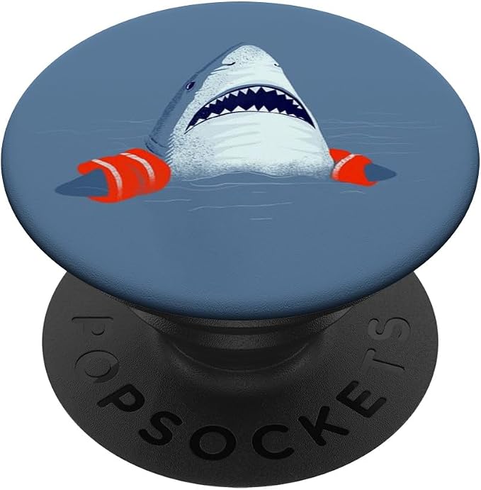 Funny-Shark-Baby-Swimming-Training-Teacher PopSockets Adhesive PopGrip