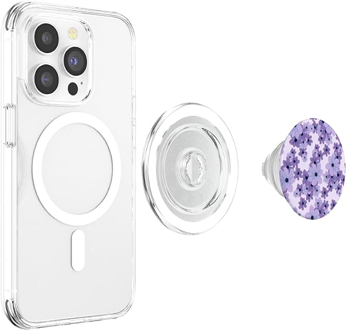 Purple Flowers Pattern Pop-Up Socket Grip-Flowers Floral PopSockets PopGrip for MagSafe