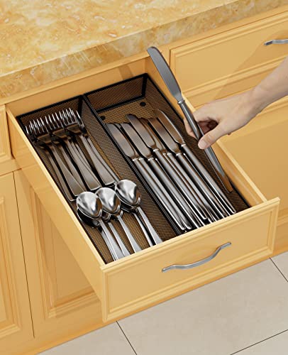 JANE EYRE kitchen drawer organizer - silverware utensil organizer for kitchen drawer,silverware tray in drawer - color: 02-black