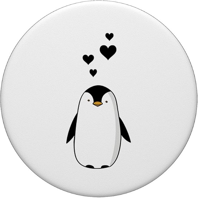 Cute Penguin with Hearts - I Love Penguins PopSockets Adhesive PopGrip