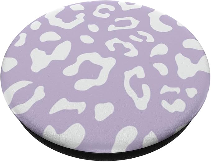 White Leopard Cheetah Light Pastel Purple PopSockets Adhesive PopGrip