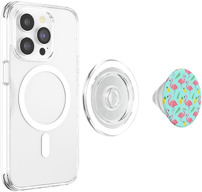Tropical Summer Flamingo &amp Pineapple Pattern PopSockets Adhesive PopGrip