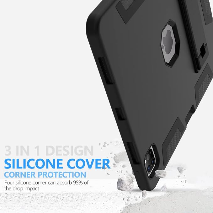 Puxicu Case for iPad 6th / 5th Generation (2018 2017 Model 9.7 Inch) Heavy Duty Rugged Protective Cover for iPad 9.7 Black