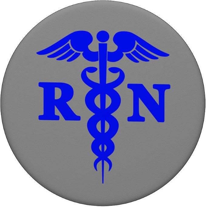 Blue RN Caduceus Registered Nurse Medical Symbol Logo Print PopSockets PopWallet for MagSafe