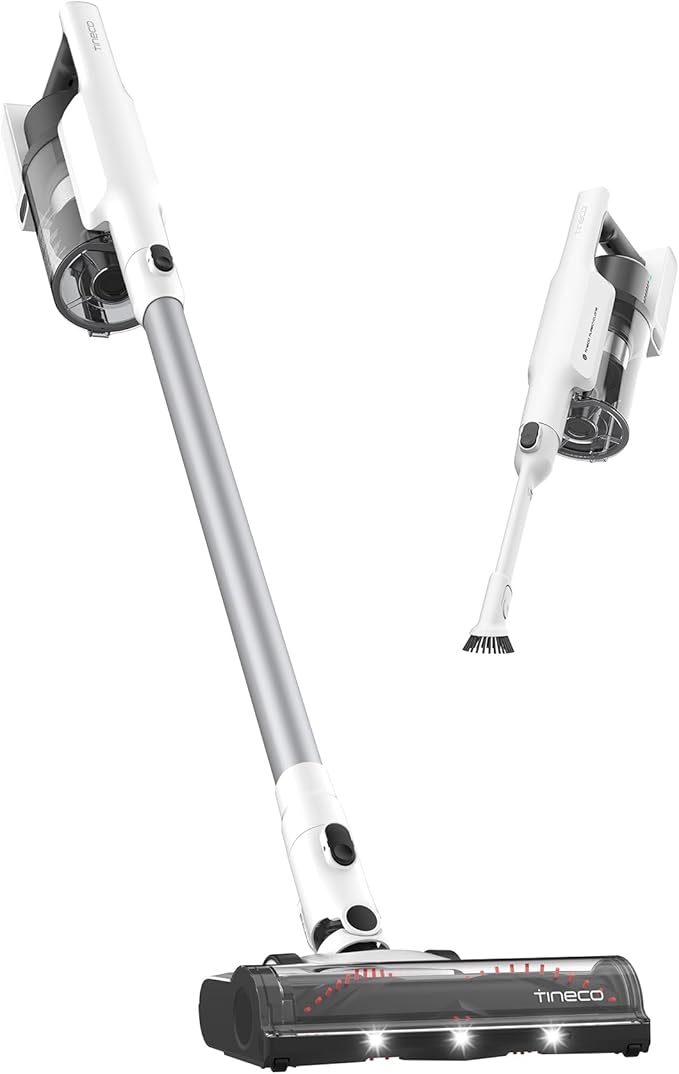 Tineco A20 Cordless Stick Vacuum Cleaner, Powerful Suction, 3 Modes for Multi-Level Messes, 1L Larger Dustbin, Ergonomic Dual-Handle Design, Wall-Mount Dock, LED Headlight