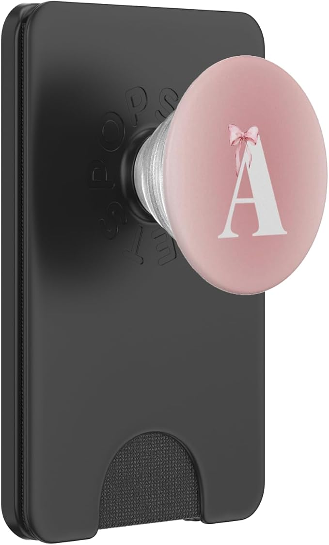 Pink Letter A Monogram Bow PopSockets PopGrip for MagSafe