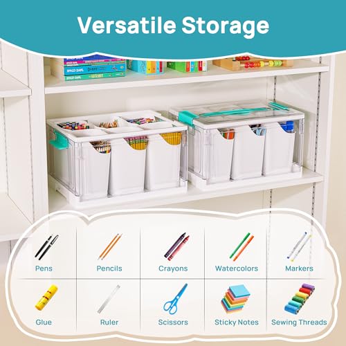 Vtopmart 24 QT Clear Plastic Craft Organizer with 6 Detachable Inserts, Art Supply and Tool Storage Box for Craft, Crayon,Pencils,1 Pack