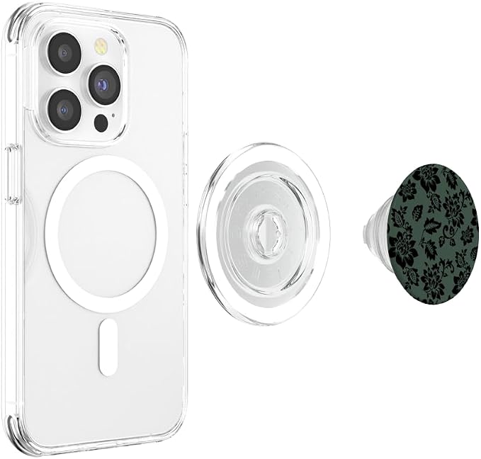 Black Hunter Green Floral PopSockets Adhesive PopGrip