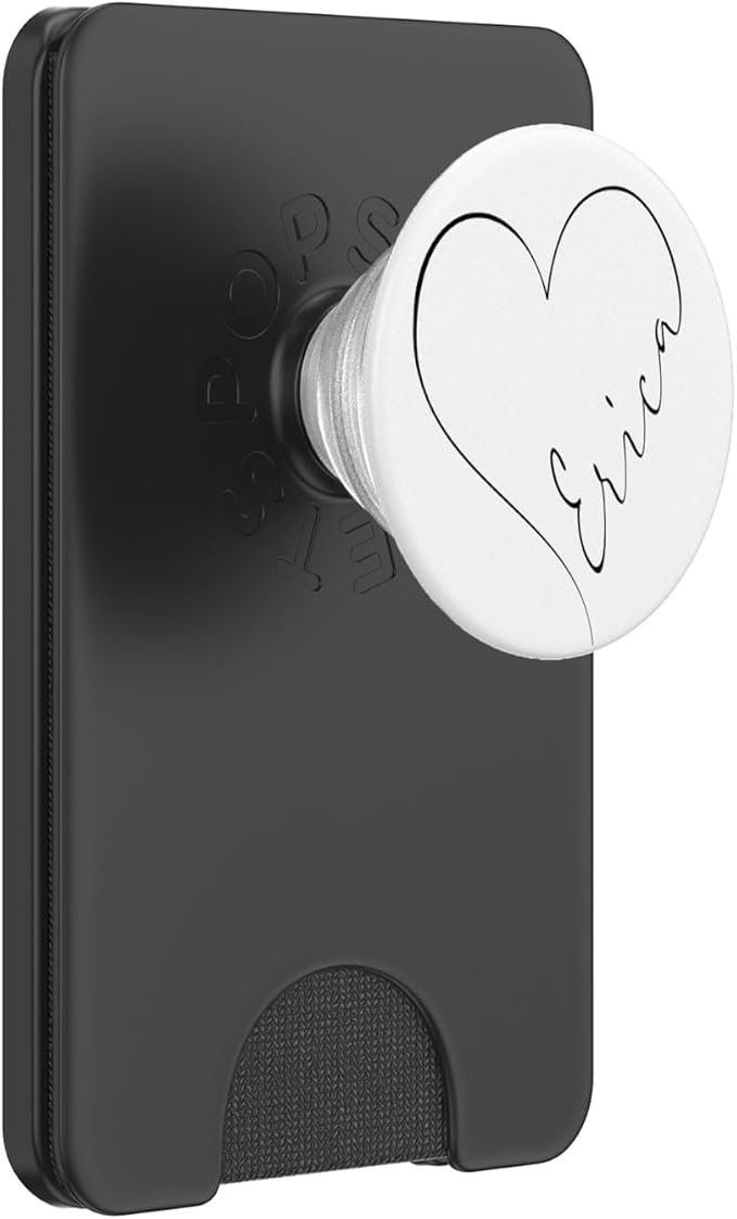 Erica Name Minimalist Heart Line Personalized White PopSockets Adhesive PopGrip