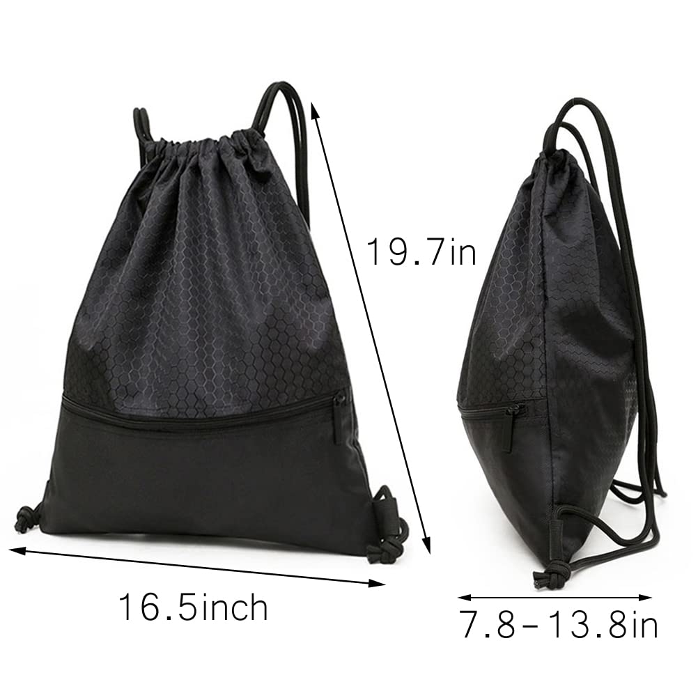 Drawstring Backpack Bag, Sports Gym Sackpack with Zipper Pocket
