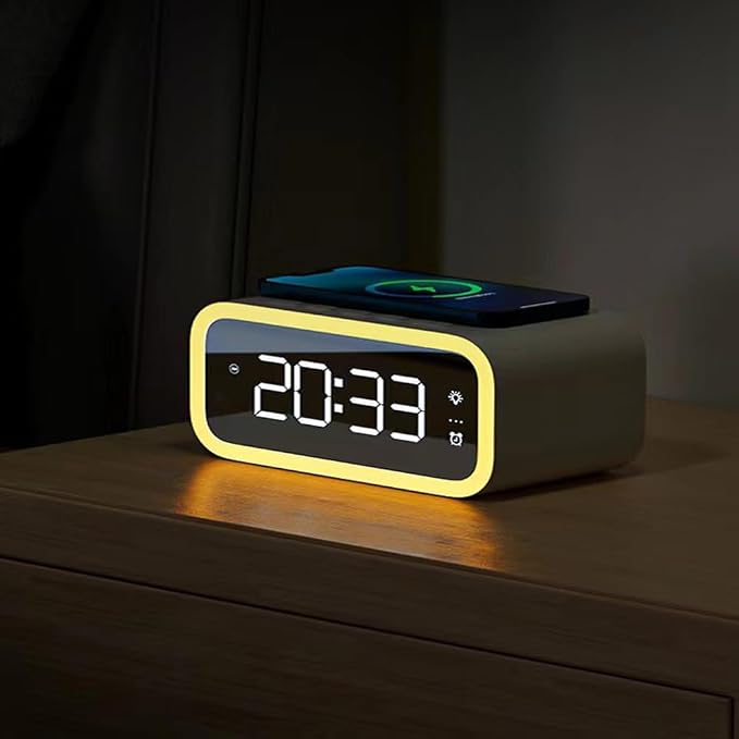 IHAO 3in1 Multifunctional Foldable Wireless Charging Station with LED Ambient Night Light Fast QC3.0 Charger for Phone iWatch Headphone Space-Saving Auto-Shutoff &amp Overcharge Protection-Black