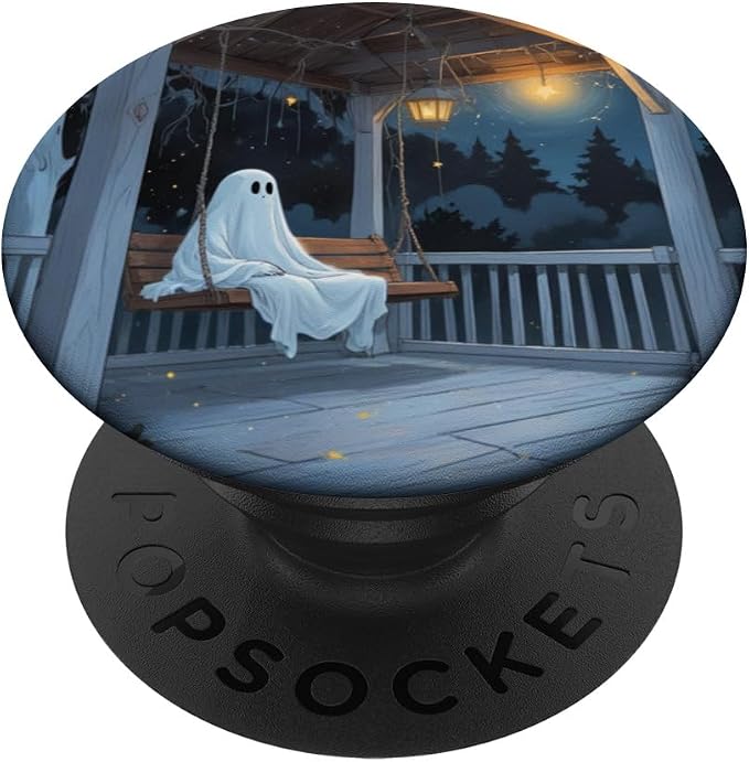 Ghost Sitting on Porch Swing at Night PopSockets Adhesive PopGrip